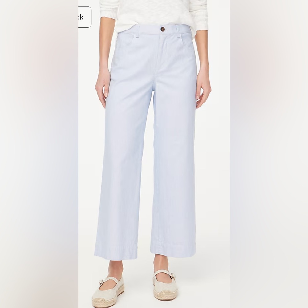 J. Crew Light Blue striped Wide-Leg Pants